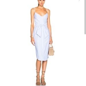 NICHOLAS Light Blue Midi Dress with Waist Tie